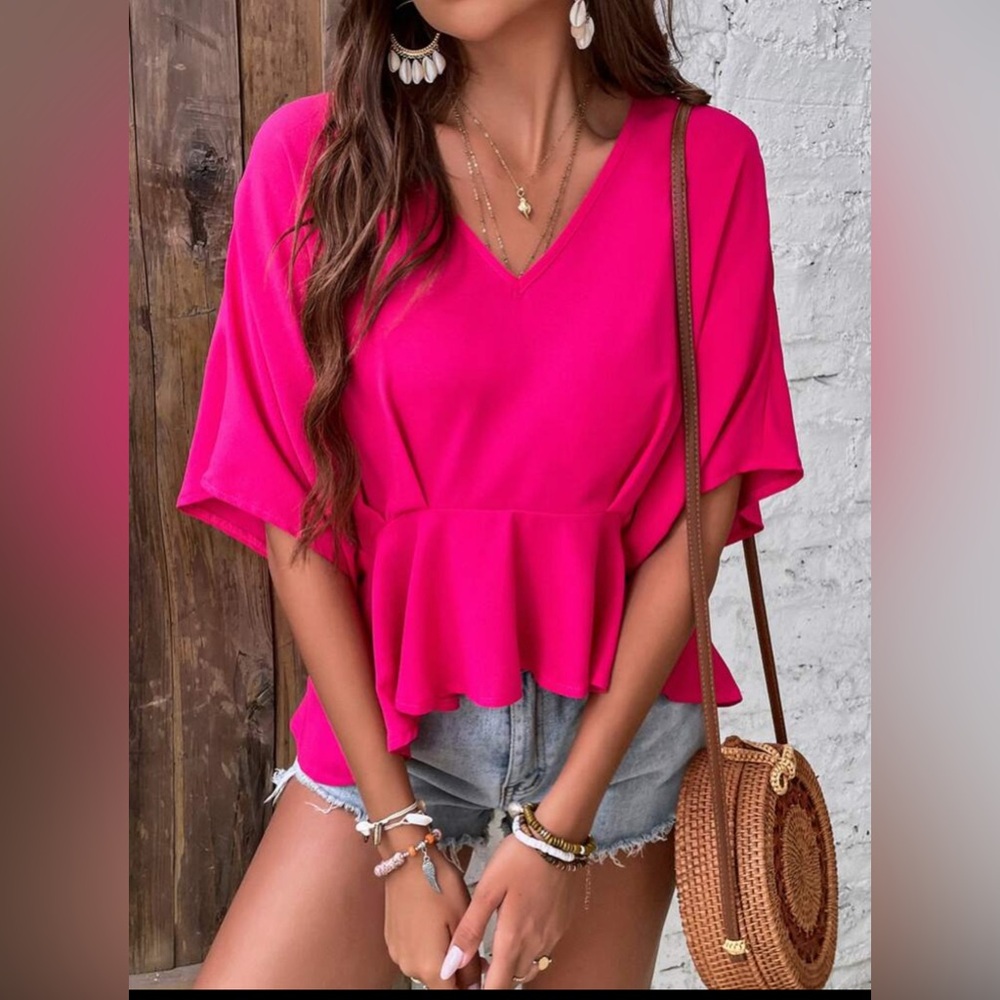 Dolman Sleeve Peplum Blouse